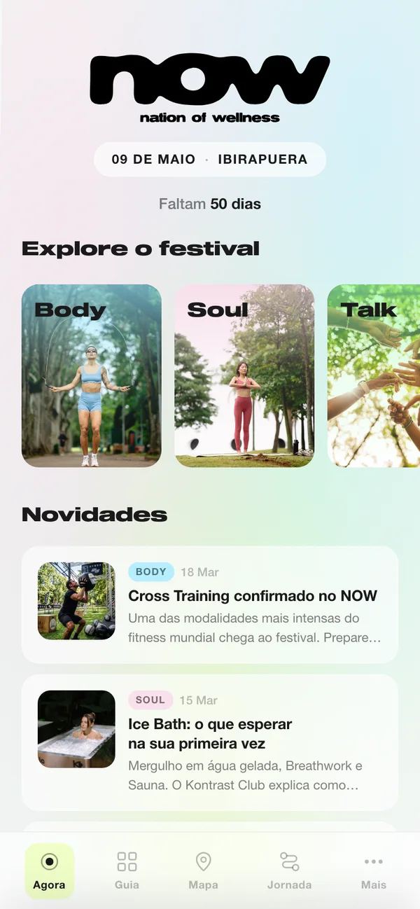 Tela do app do NOW Festival