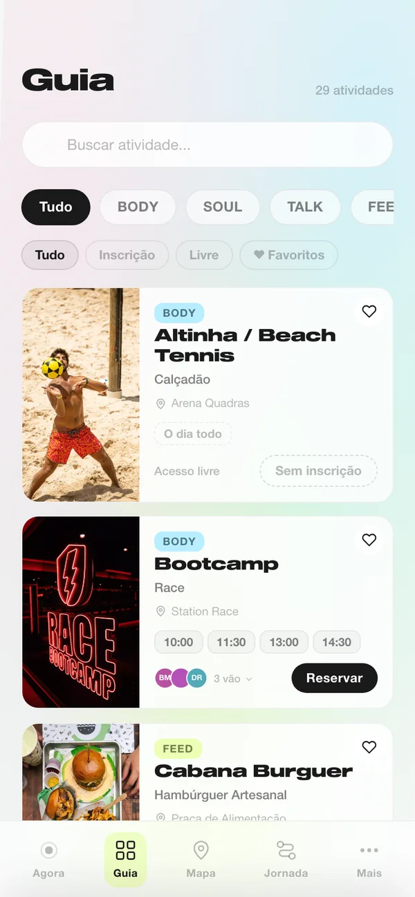 Tela Guia do app do NOW Festival